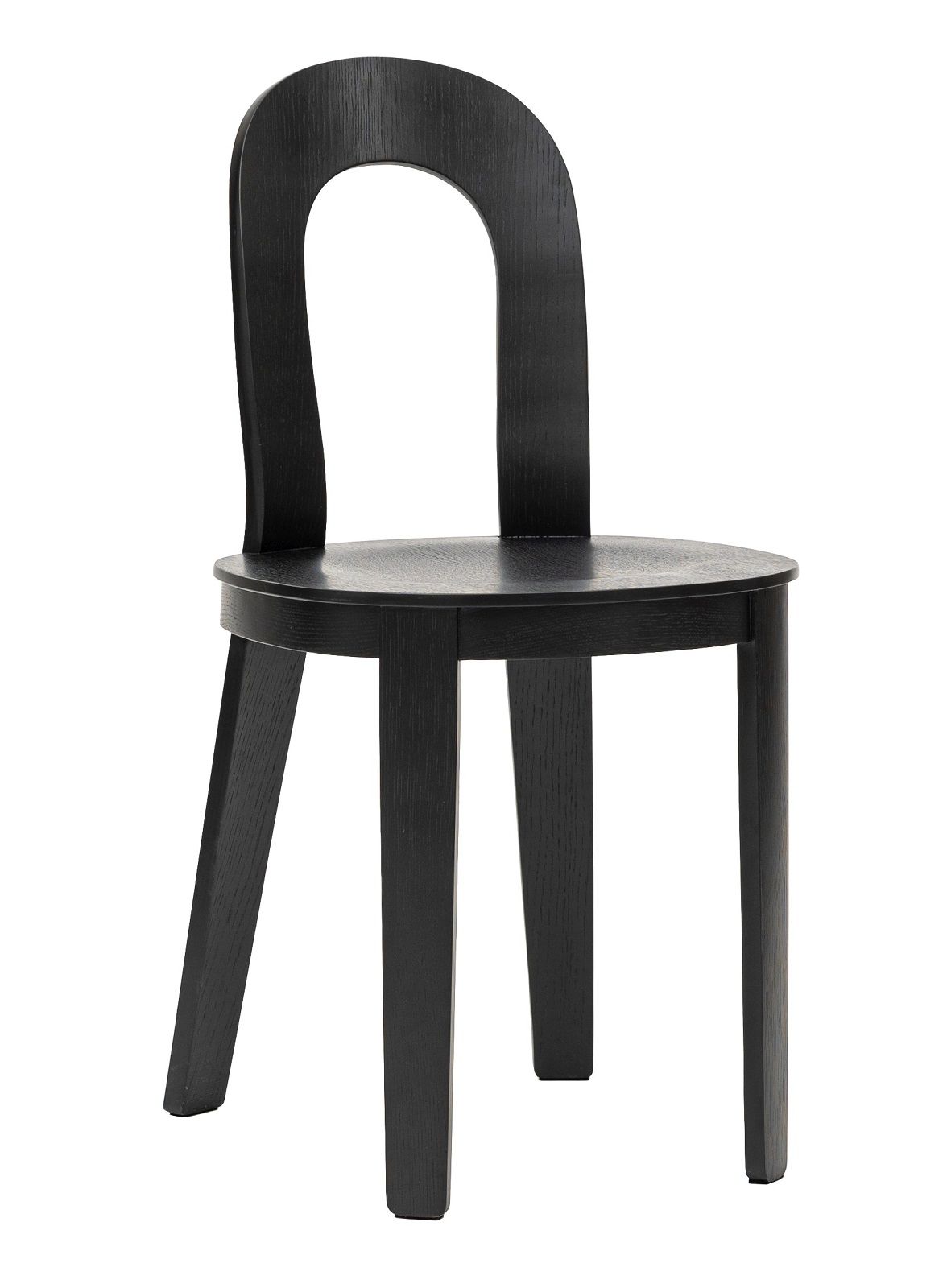 Schwarzer Olivia Holzstuhl von Design House Stockholm mit runder Sitzfläche und U-förmiger Rückenlehne.