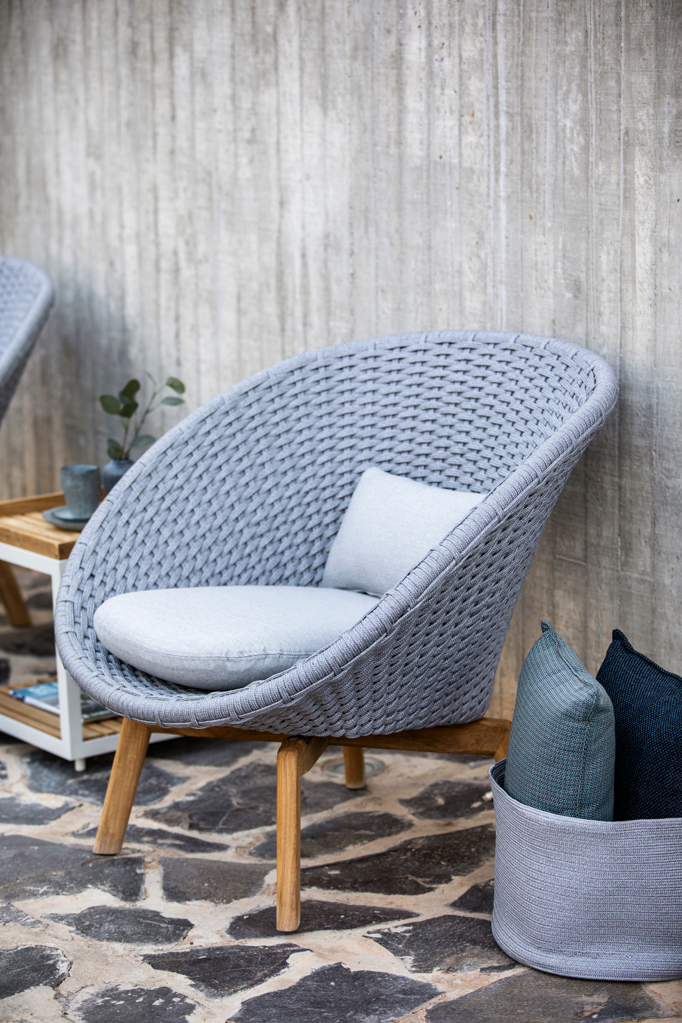 Peacock Outdoor Lounge chaise Rope Cane-Line gris clair