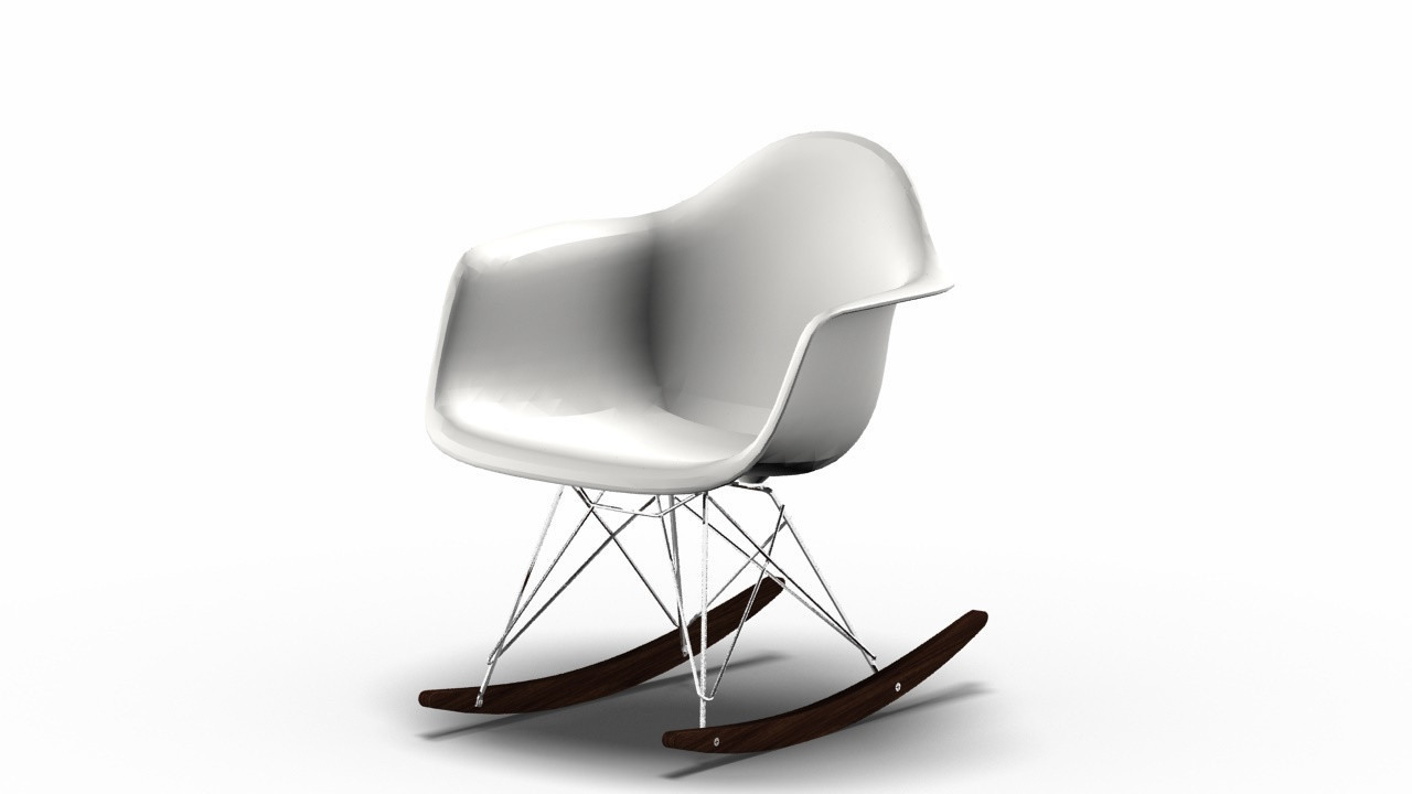 Eames Plastic Arm Rocking Chair chaise à bascule RAR Vitra Érable foncé - Chromé - blanc