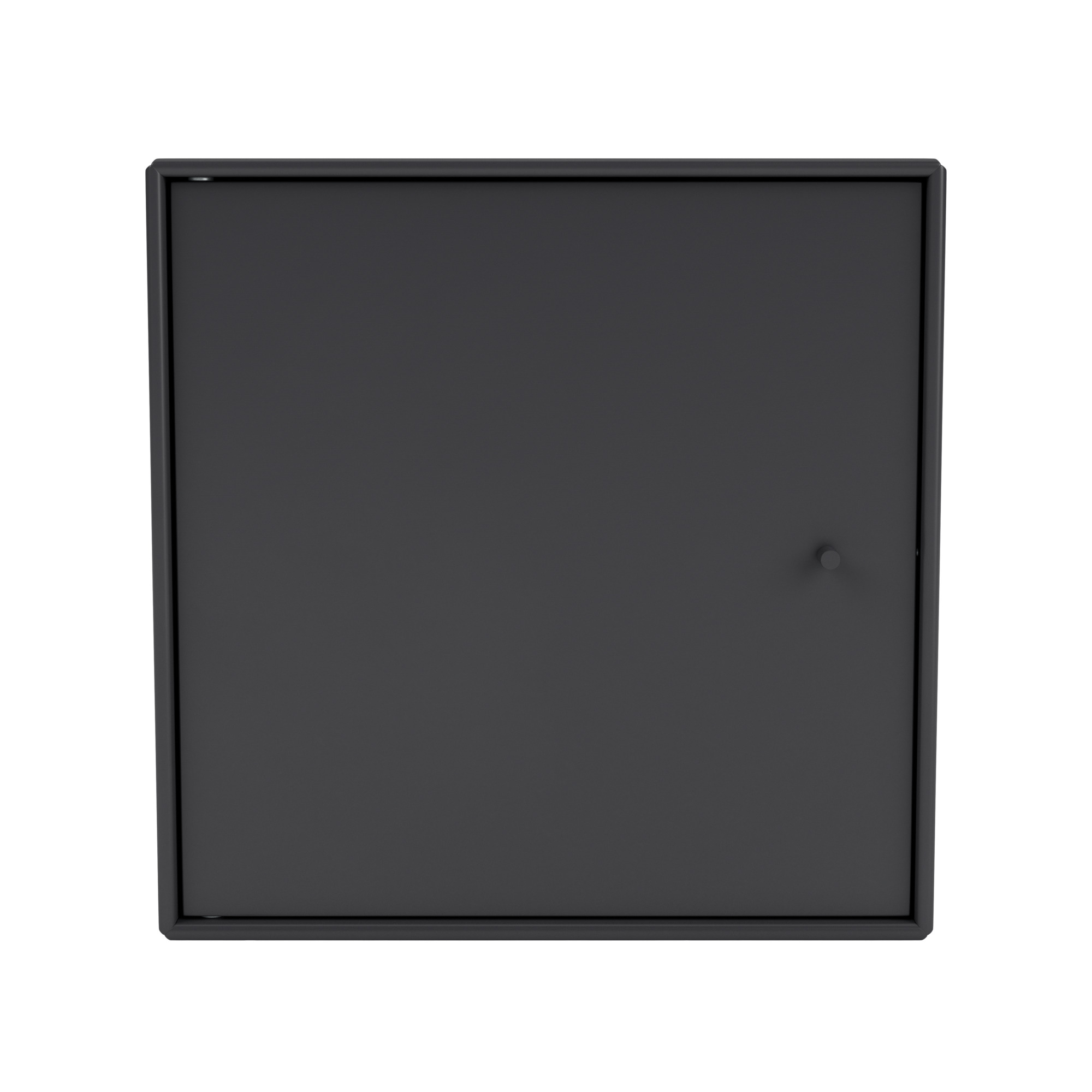 Anthrazitfarbenes Mini Modul mit Tür, Teil des Montana Schranksystems, für stilvolle Aufbewahrung.