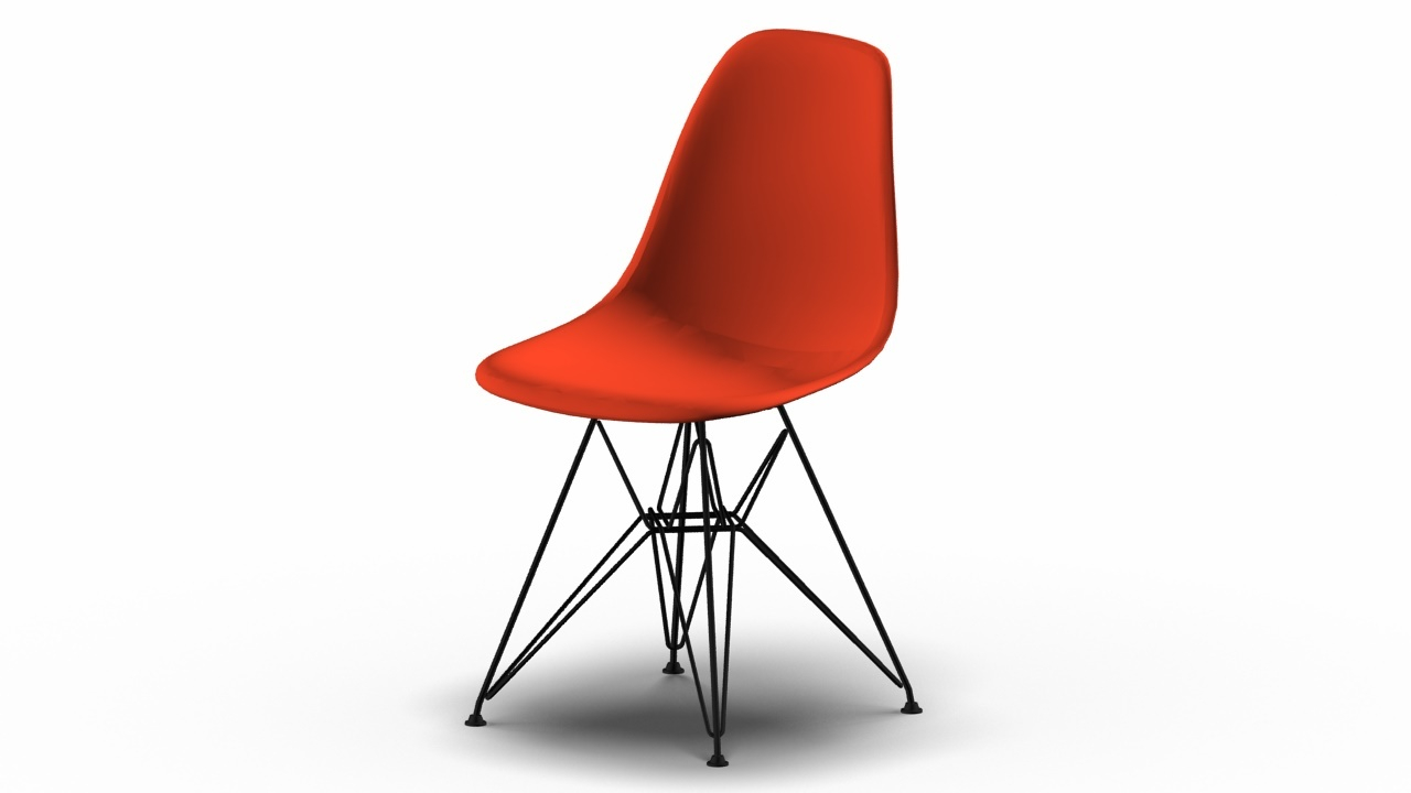 Eames Plastic Side Chair DSR Chaise Vitra Noir-Poppy rouge
