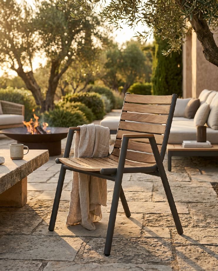 Pilotis fauteuil avec accoudoirs teck extérieur Fermob