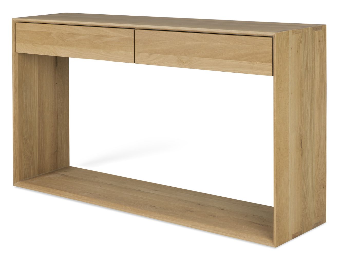 Nordic Konsole aus Eiche von Ethnicraft mit zwei Schubladen und minimalistischem Design.