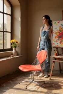 DKL-2 Wire Chair chaise avec assise et dossier rembourrés Vitra 