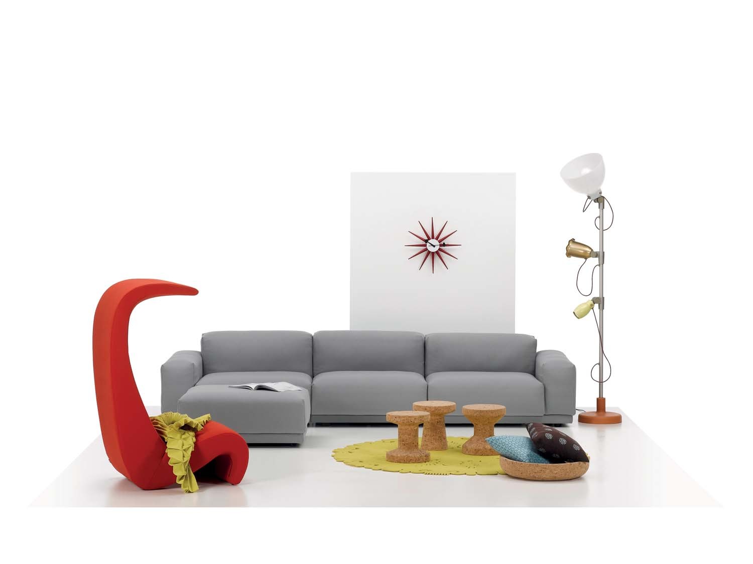Sunburst Clock Horloge Murale - rouge Vitra