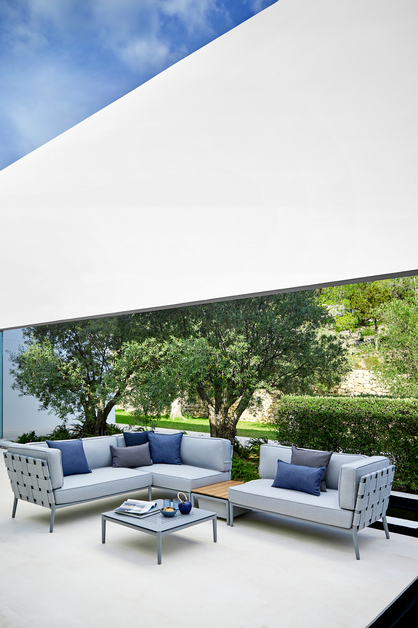 Conic AirTouch Outdoor 2 places modulaire canapé droite gris clair Cane-Line
