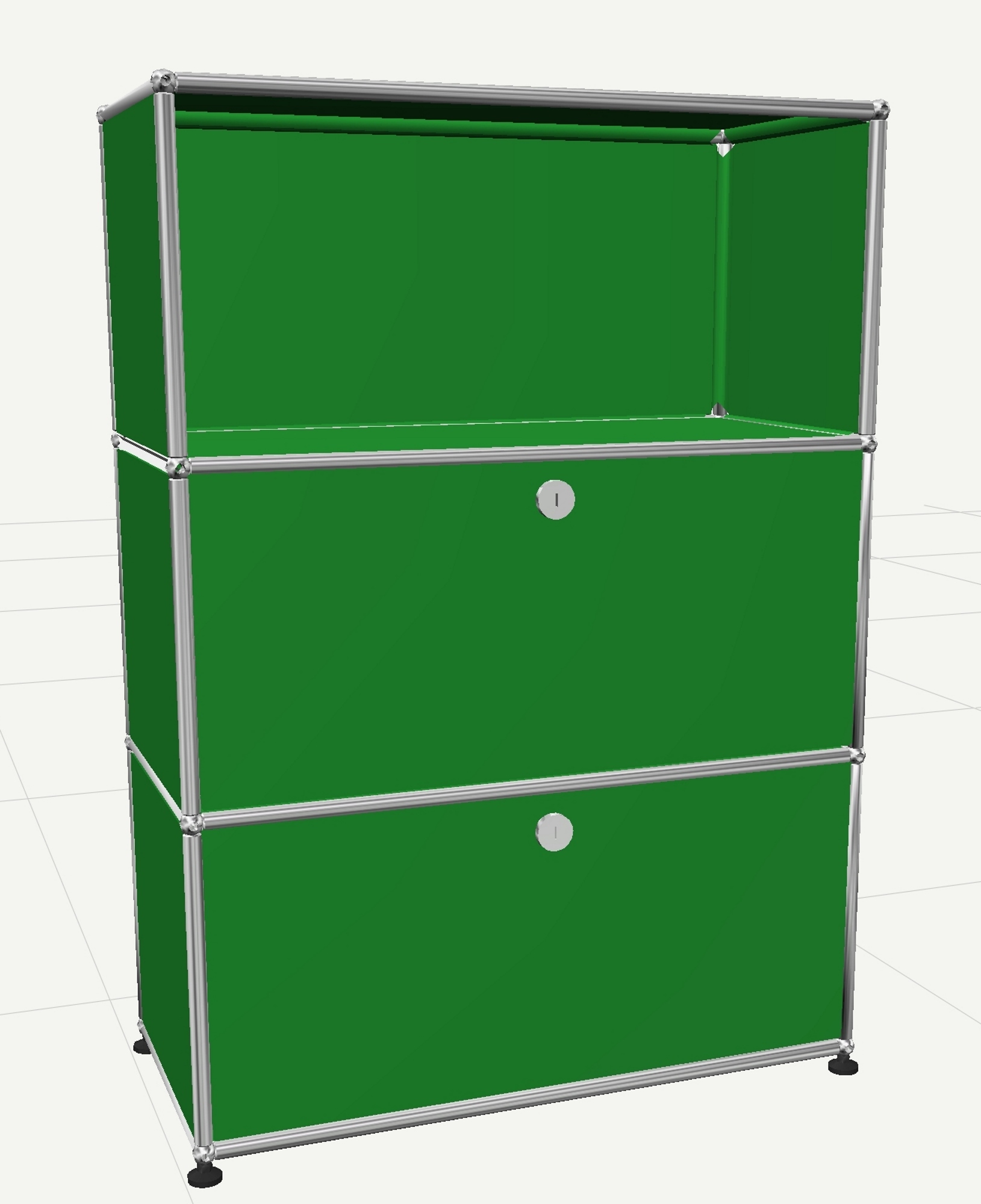 USM Haller Highboard mit 2 Klappen und 1 Fach offen-grün