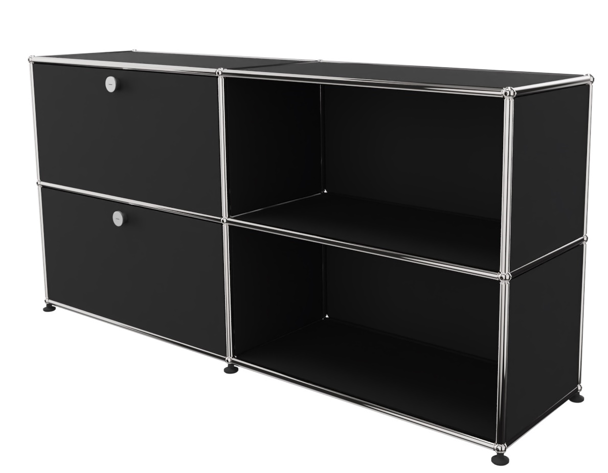 USM Haller Buffet 2 Open / 2 Flaps à gauche Noir graphite - FAST DELIVERY