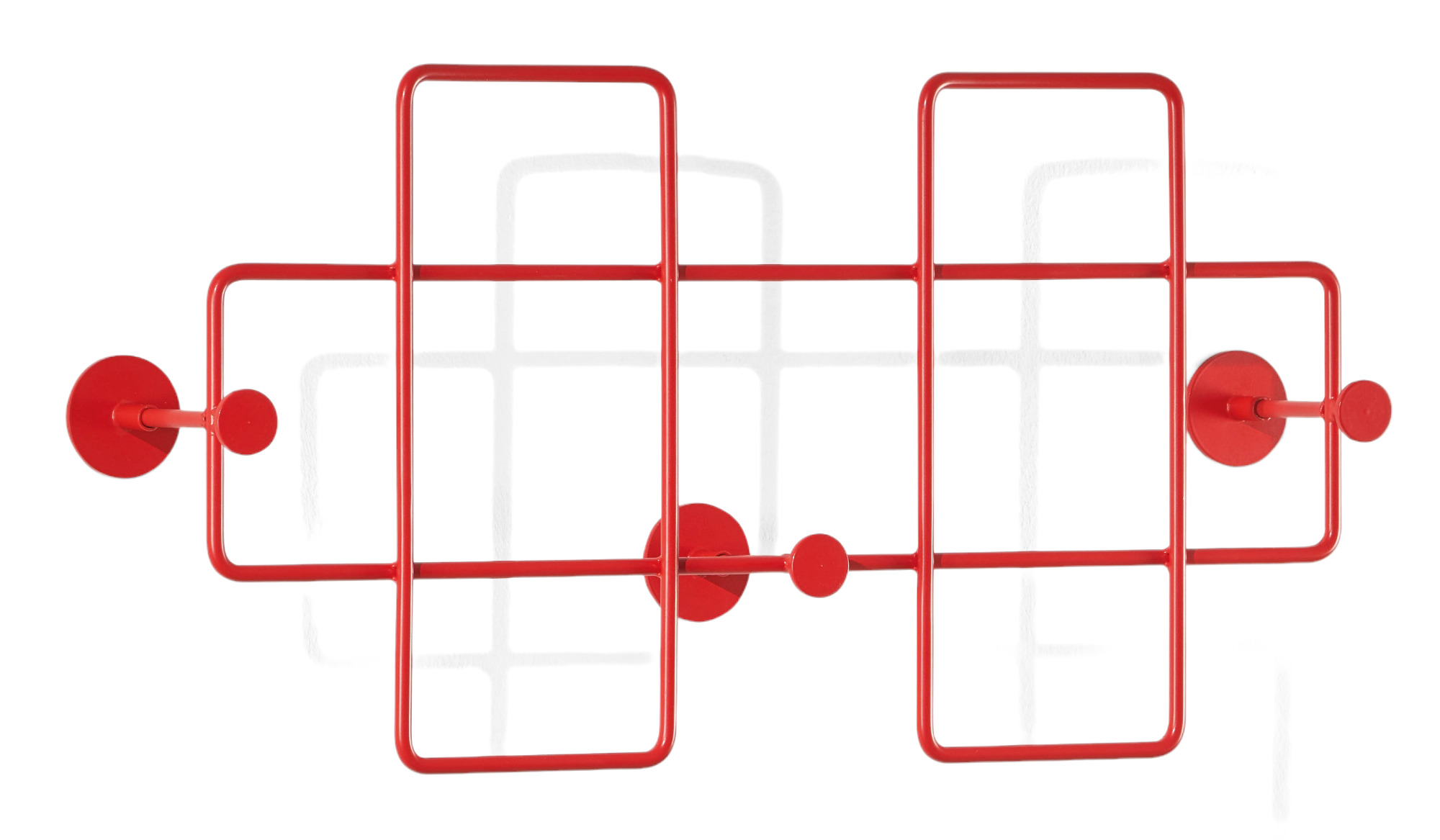 Bazar Wandgarderobe in Blutorange von Richard Lampert: Moderne Garderobe aus Stahlrohr mit Haken.