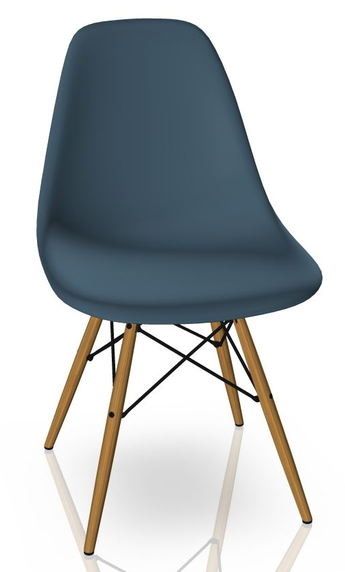 Eames Plastic Side Chair DSW Chaise Vitra Frêne couleur miel - bleu océan