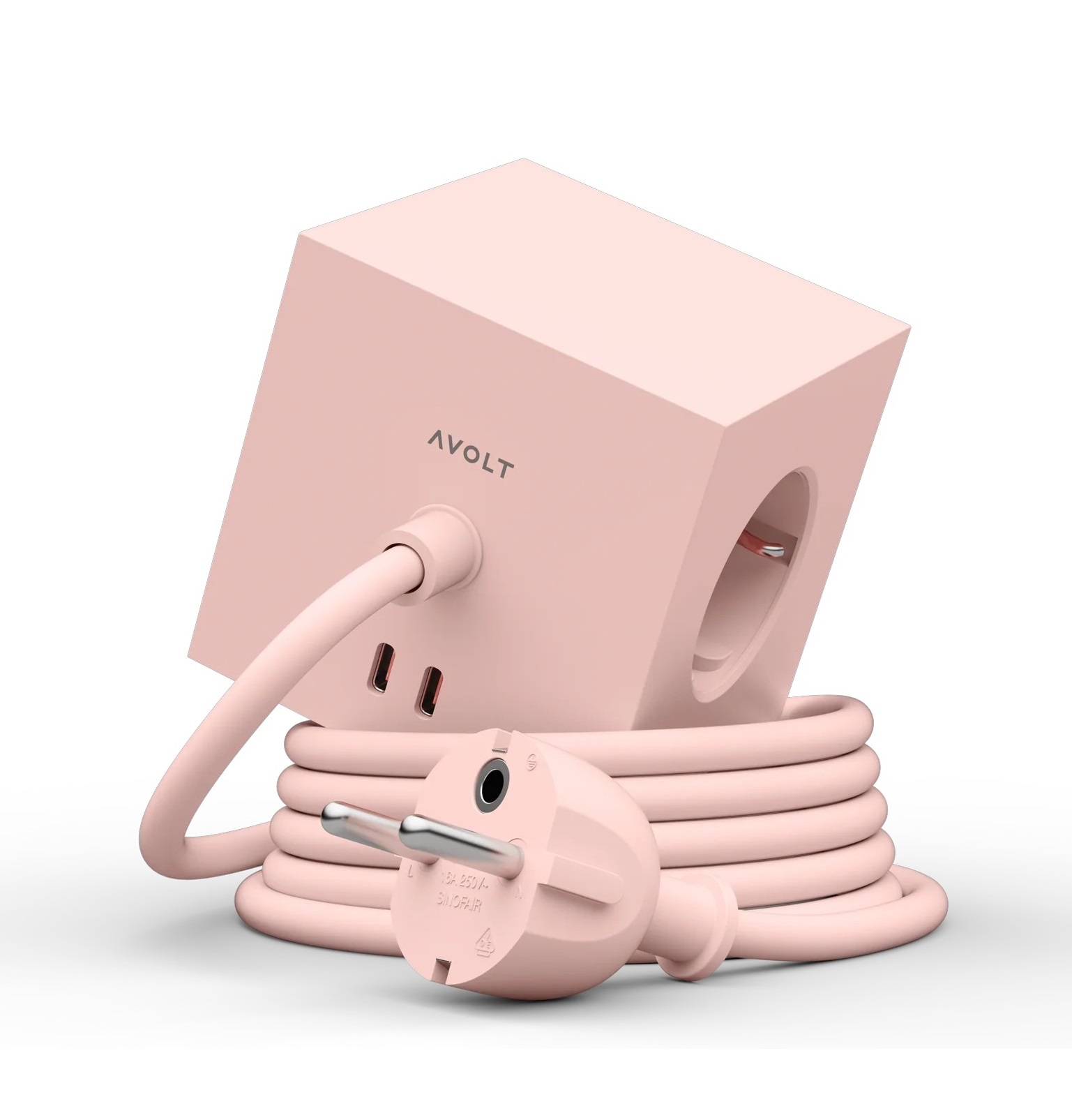 Avolt Cube de prises avec USB C dfp Design Pink