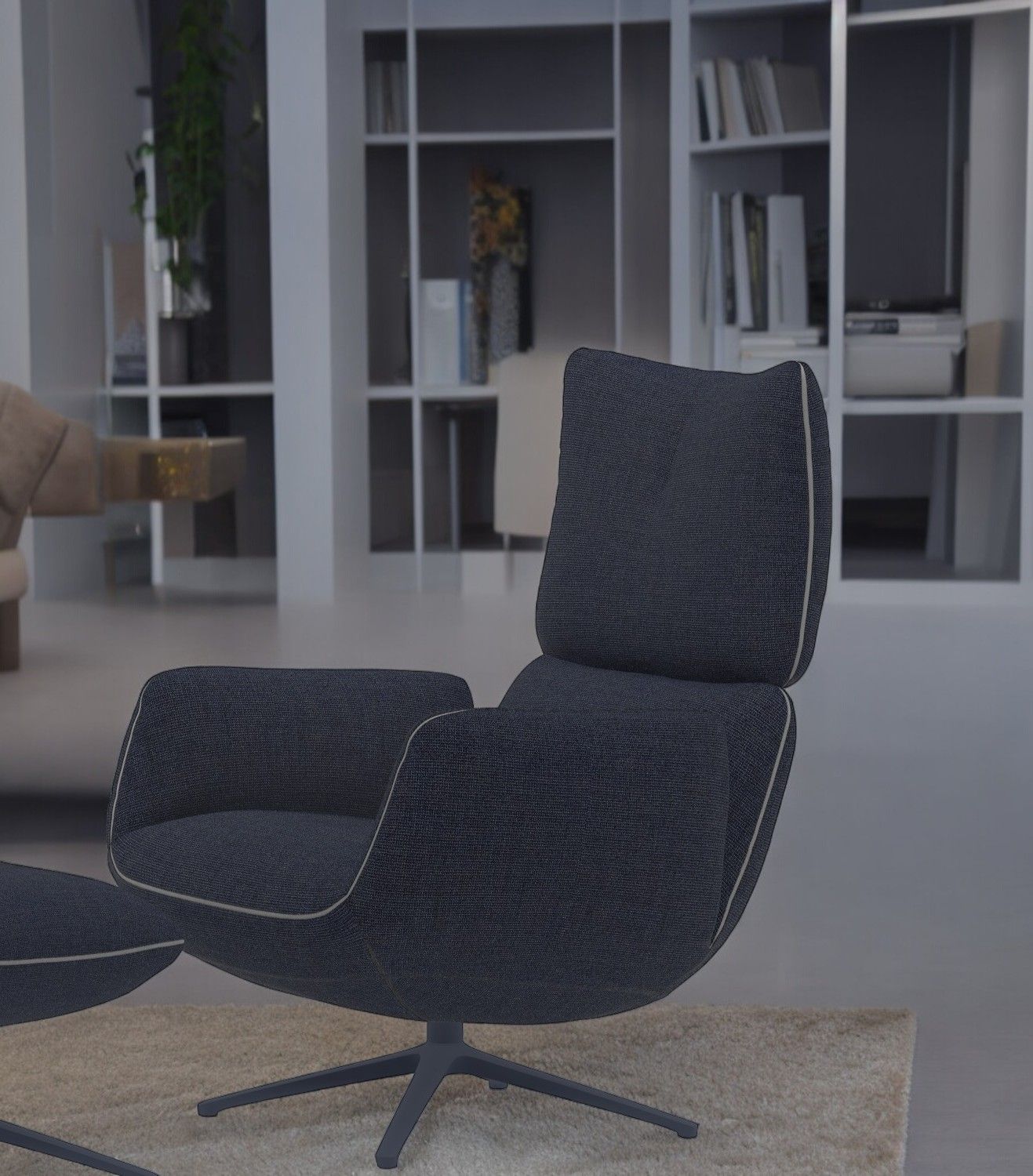 Jalis Lounge Fauteuil pivotant avec mécanisme de basculement 4-pieds Cor