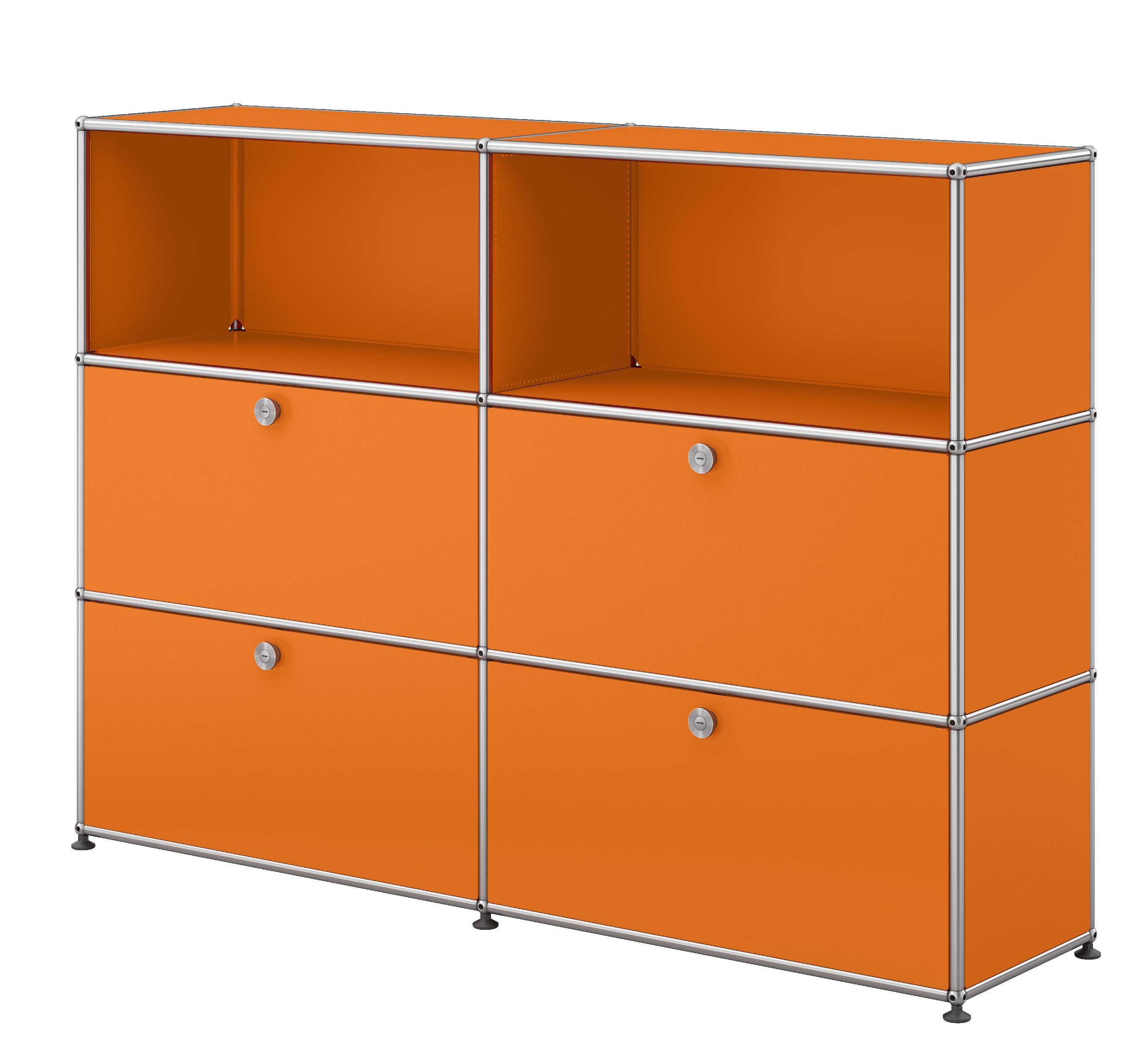 USM Haller Armoire haute USM Haller 4 portes / 2 ouvertes orange pur