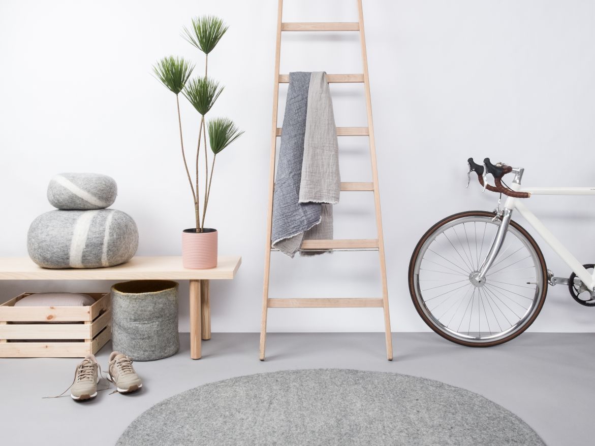Mono Rond Tapis en feutre Ø 160 cm myfelt Carl (gris chiné)