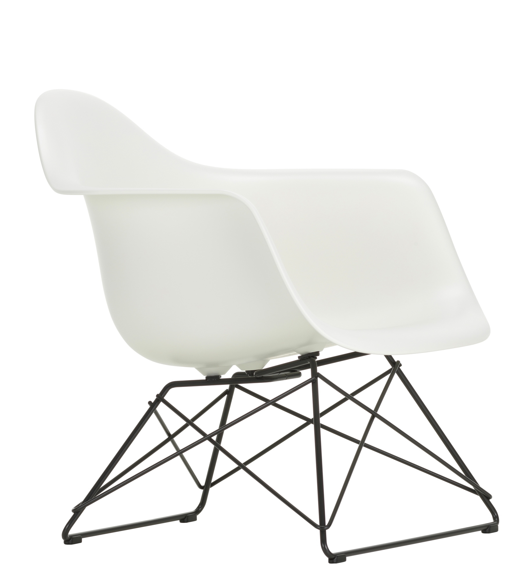 Eames Plastic Arm Chair LAR Chaise Vitra Blanc - Chromé
