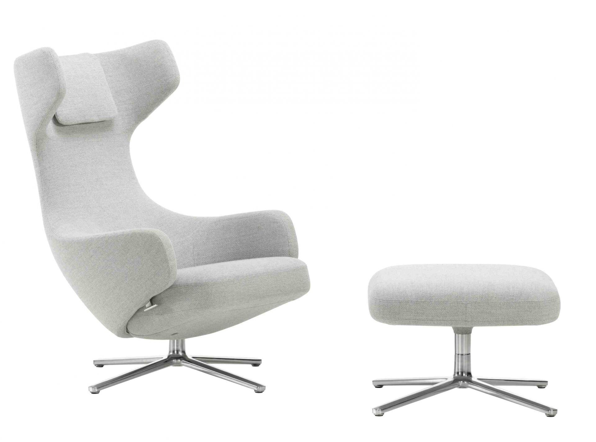 Combinaison préférée fauteuil et ottoman Grand Repos : ottoman ou pouf Vitra Dumet pebble melange 40 cm GRATUIT !