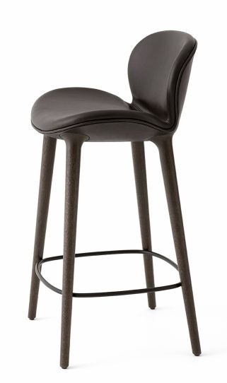 Lodge Tabouret de bar chêne foncé / cuir brun foncé Vipp