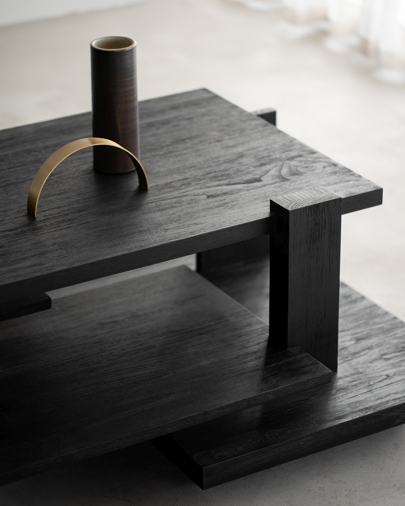 Teak Abstract Coffee table Table basse Noir Ethnicraft