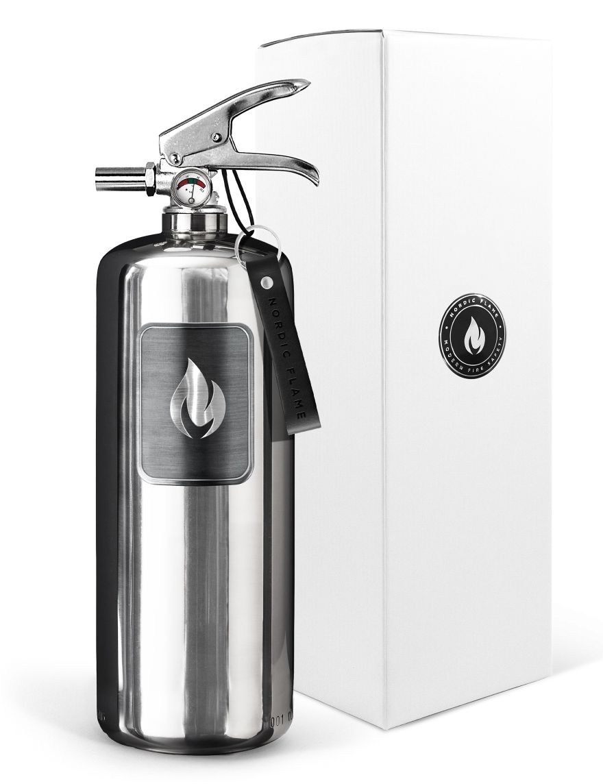 Extincteur Steel Edition 2 kg acier inoxydable poli Nordic Flame OFFRE SPECIALE