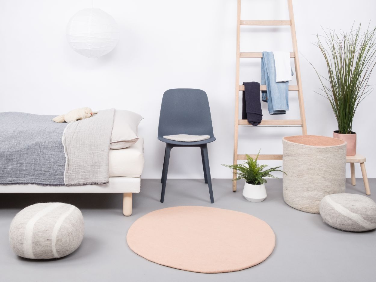 Mono Rond Tapis en feutre Ø 160 cm myfelt  Merle (rose)