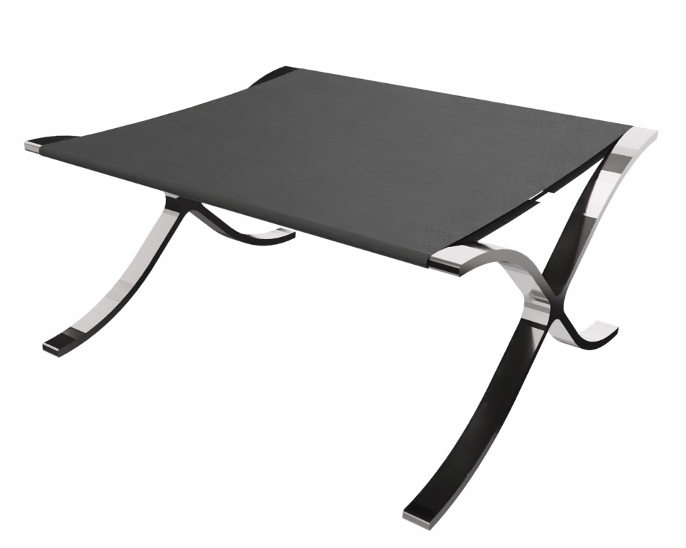 Tabouret Barcelona / Tabouret Relax en cuir de vache noir Knoll International 