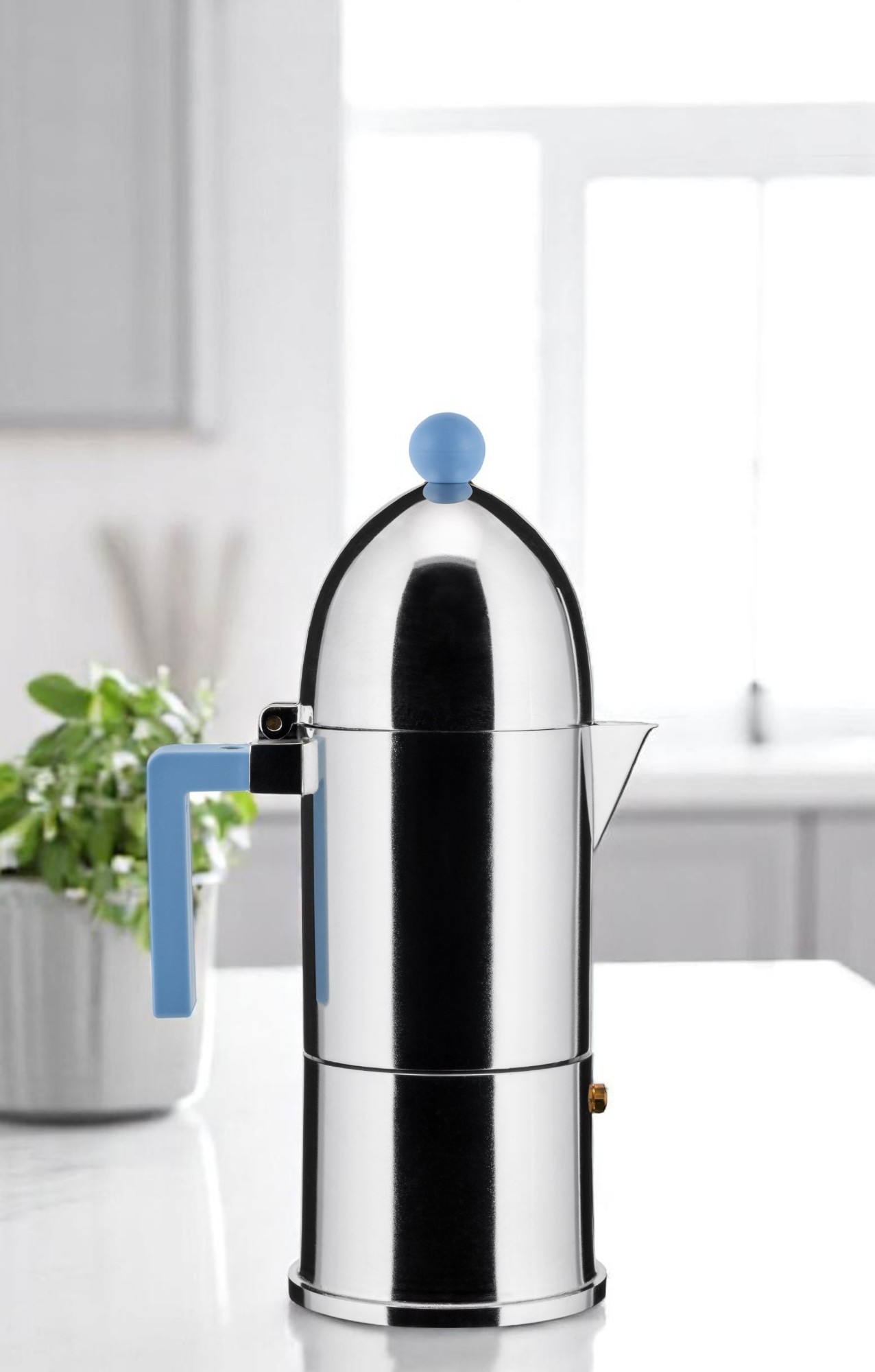 La Cupola 9095/6AZFM Cafetière espresso bleu clair Alessi