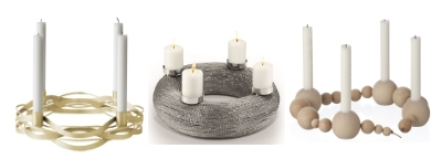 Couronnes et bougeoirs de Noël