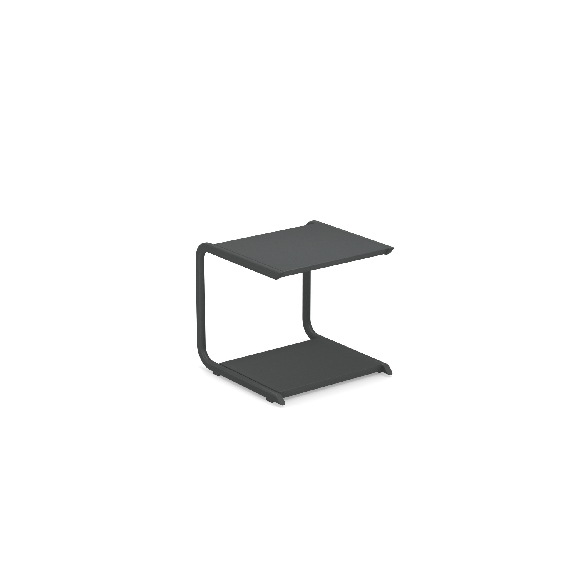 Holly Coffee Table Beistelltisch Emu in antikem Eisen, moderner Couchtisch mit zwei Ablageflächen.