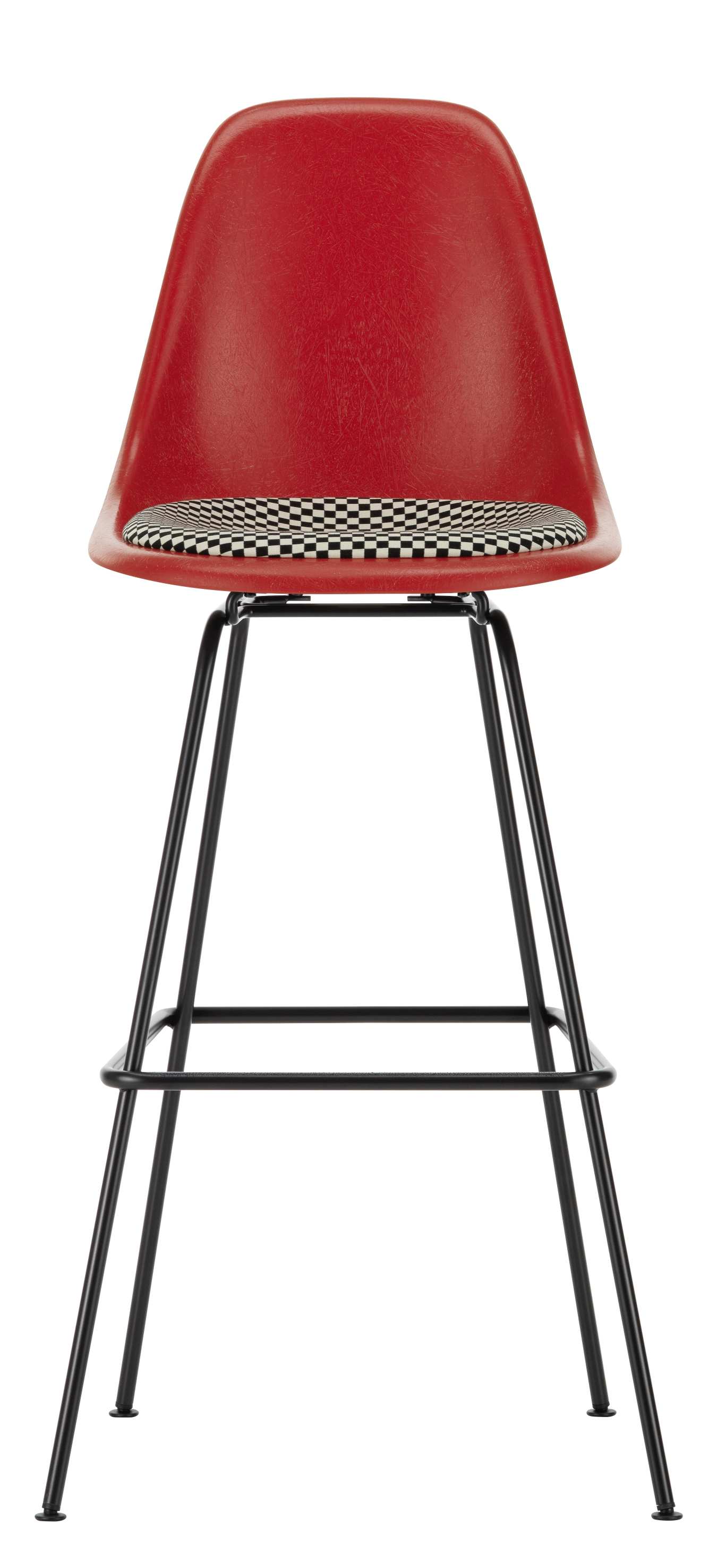 Eames Fiberglass Bar Stool High Tabouret de bar avec coussin d'assise Vitra 