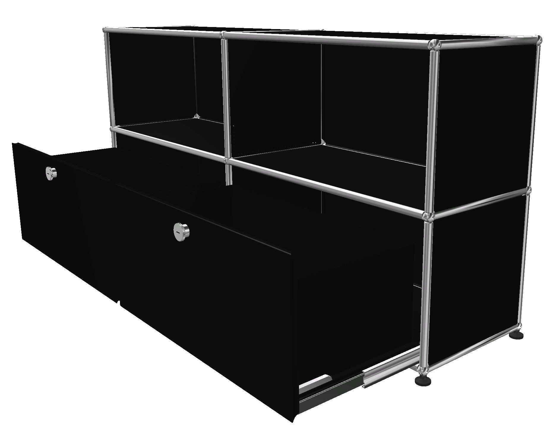 USM Haller Buffet 2 Tiroirs / 2 Ouverts Noir graphite - FAST DELIVERY