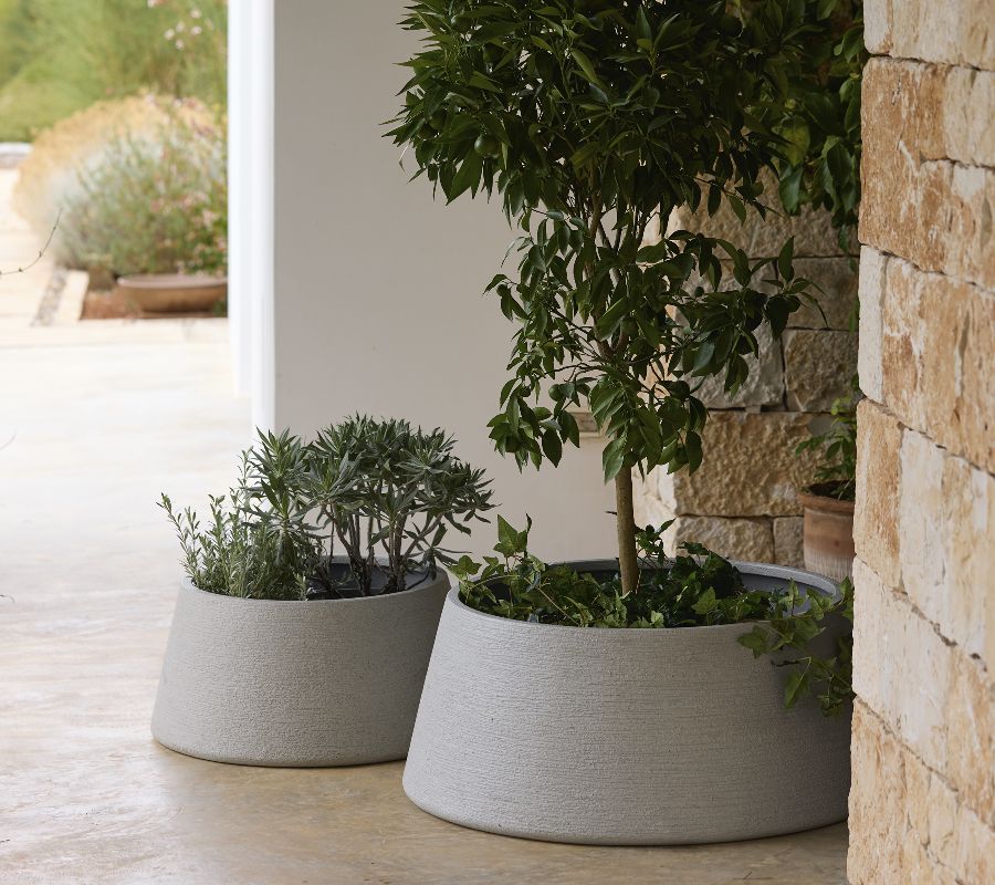 Jardinière trapézoïdale moyenne pour extérieur, style canne