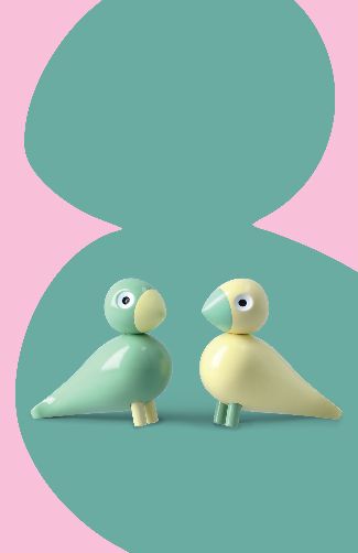 Ensemble Oiseaux de Pâques 2026 Liliput jaune/vert Kay Bojesen