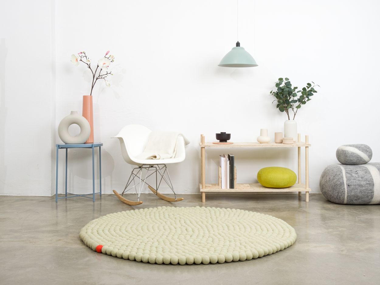 Big One Rund Tapis en feutre Ø 300 cm myfelt Beige vert