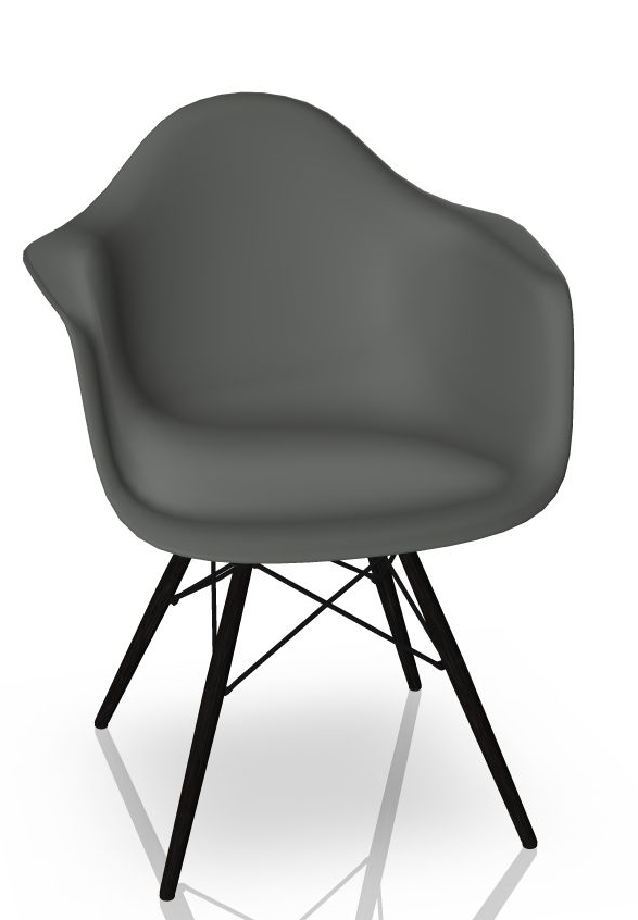 Eames Plastic Arm Chair DAW Chaise Vitra Noir d'érable - Granite gris