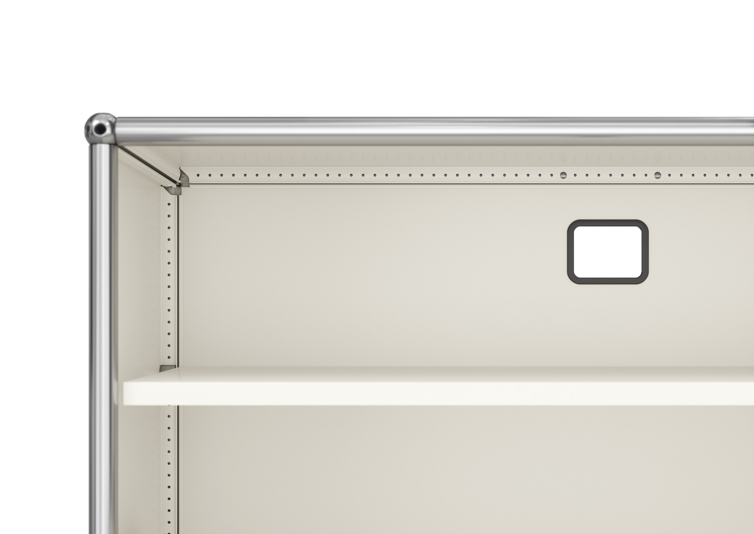 USM Haller Meuble TV/Hi-Fi bas M61 sur roulettes avec 2 portes à charnières - Blanc pur