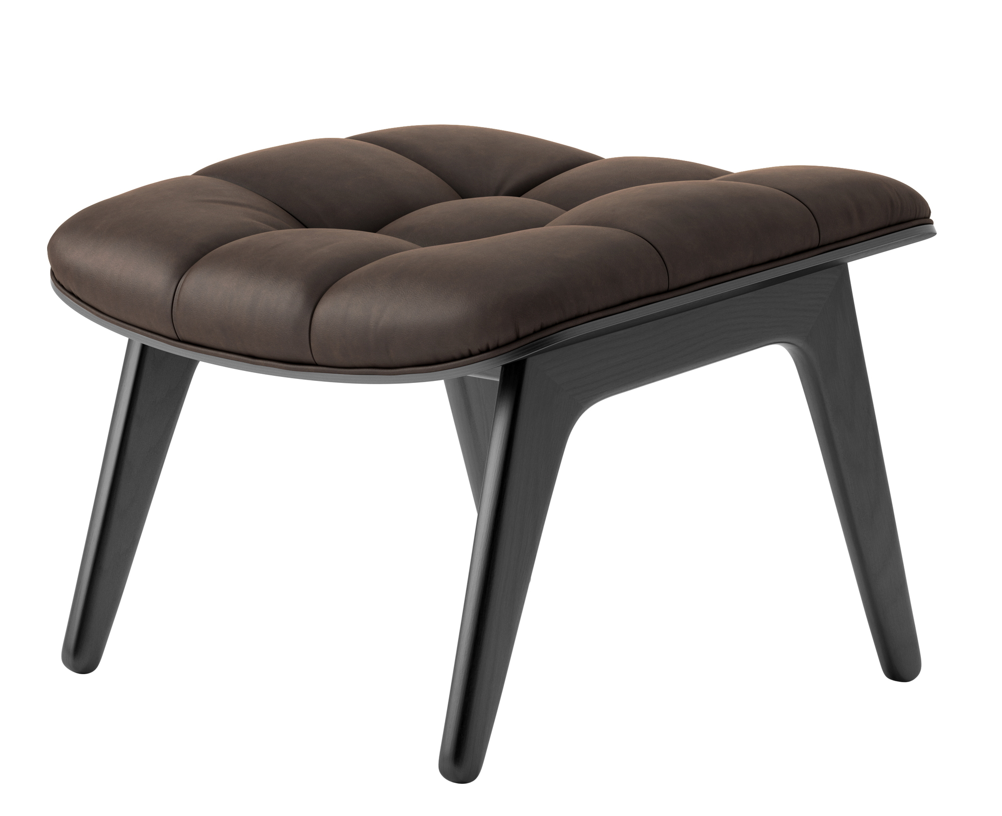 Mammoth Ottoman Revetement en cuir Norr11 Chéne noir Dunes Cuir brun foncé