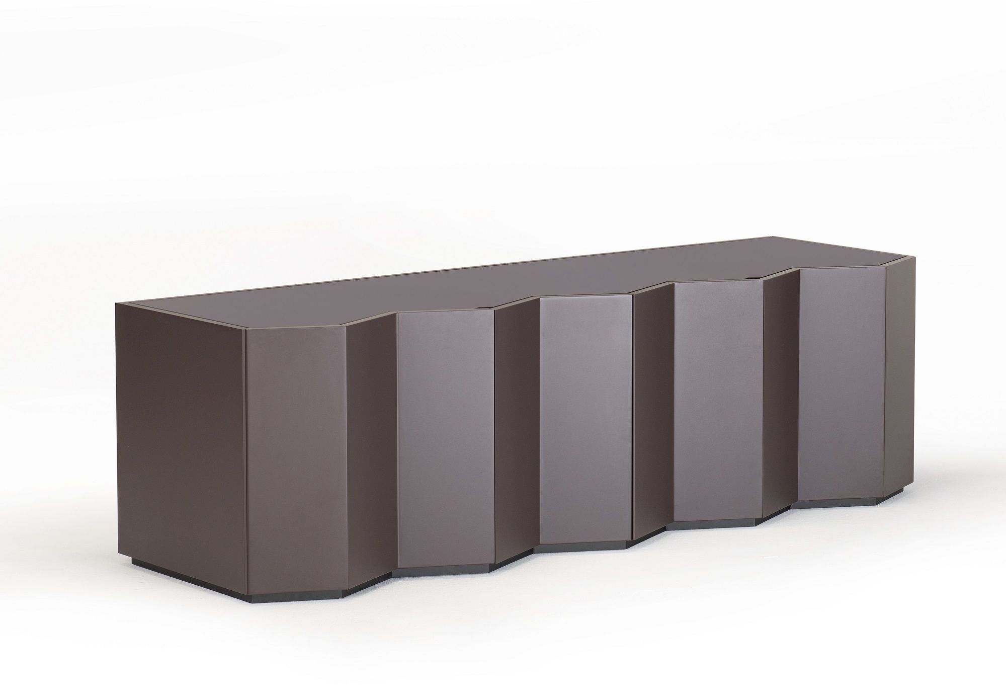 Zanotta Sideboard Z24 727B, modernes Lowboard in Taupe mit geometrischer Front für Wohnzimmer und Esszimmer.