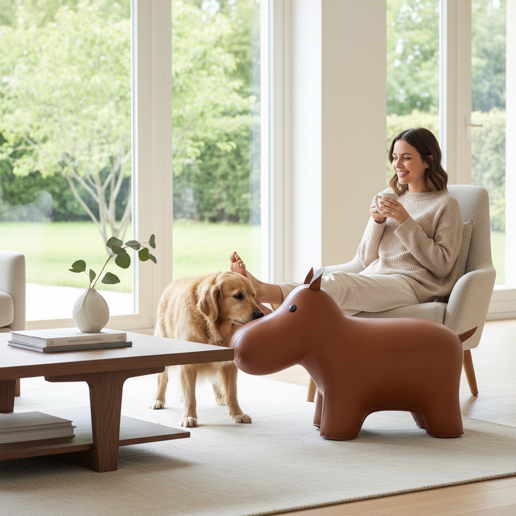 Animal en cuir XXL Butoir de porte Hippo Züny