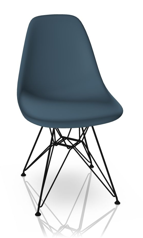 Eames Plastic Side Chair DSR Chaise Vitra Noir-Sea-blue