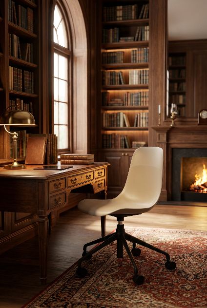 Chaise Elephantino piètement cinq étoiles avec roulettes Kristalia