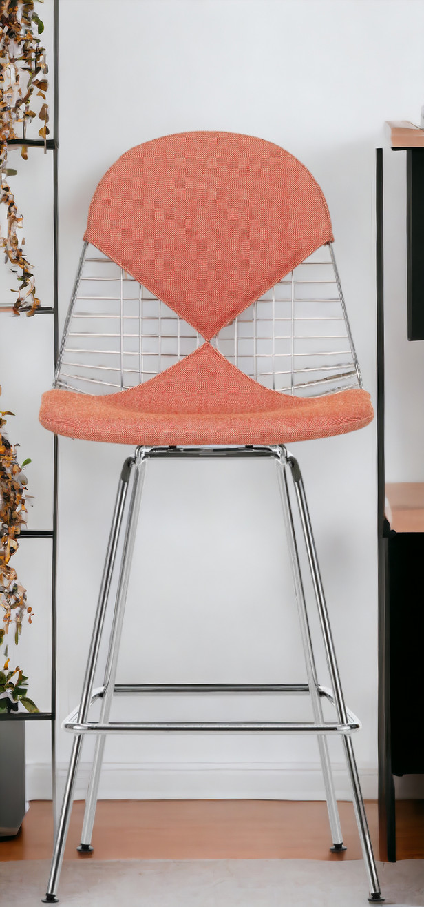 Eames Wire Bar Stool Tabouret de bar moyen avec assise et dossier rembourrés Vitra  