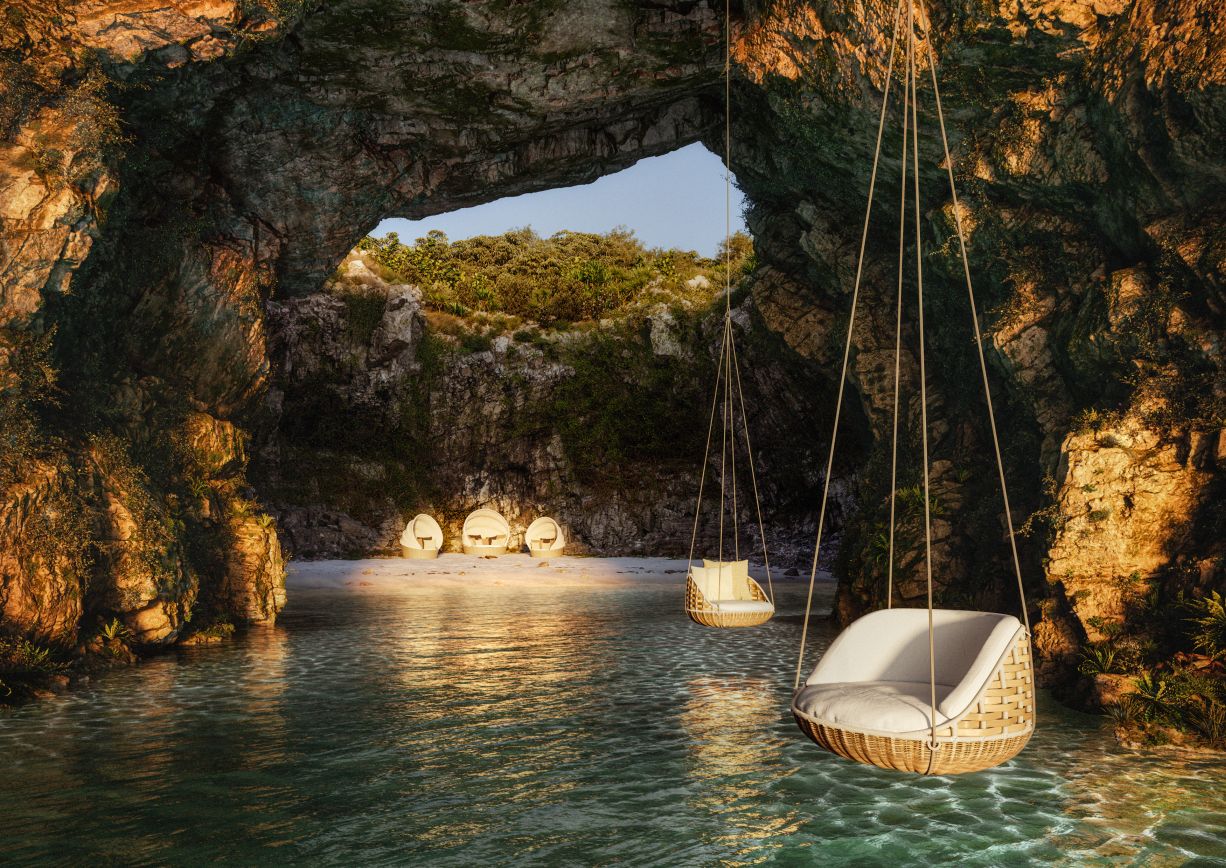 Orbit Ilot de canapés Accona capote blanche incluse Dedon