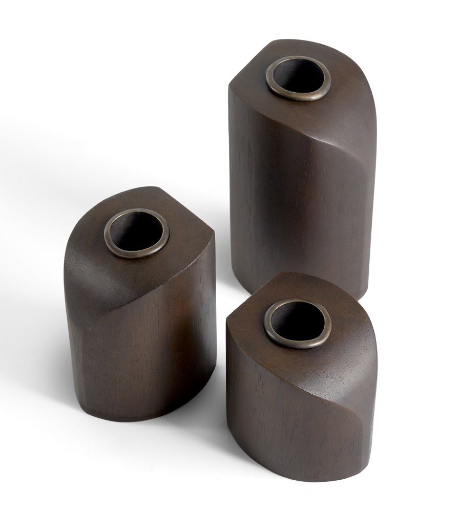 PI Set de 3 bougeoirs en acajou Ethnicraft