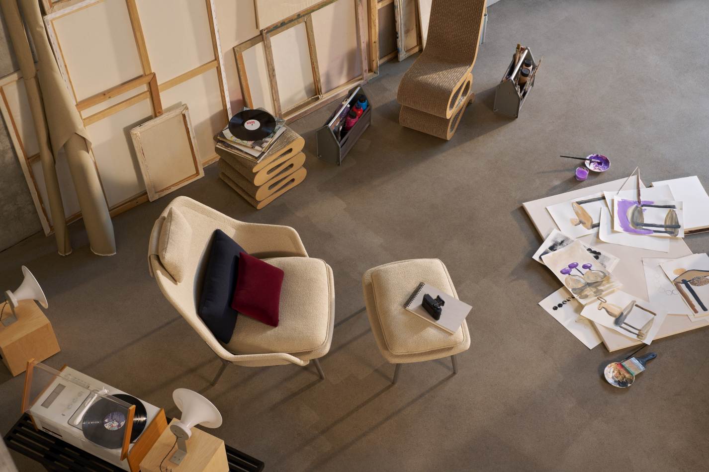 Slow Chair Ottoman Tissu Vitra 