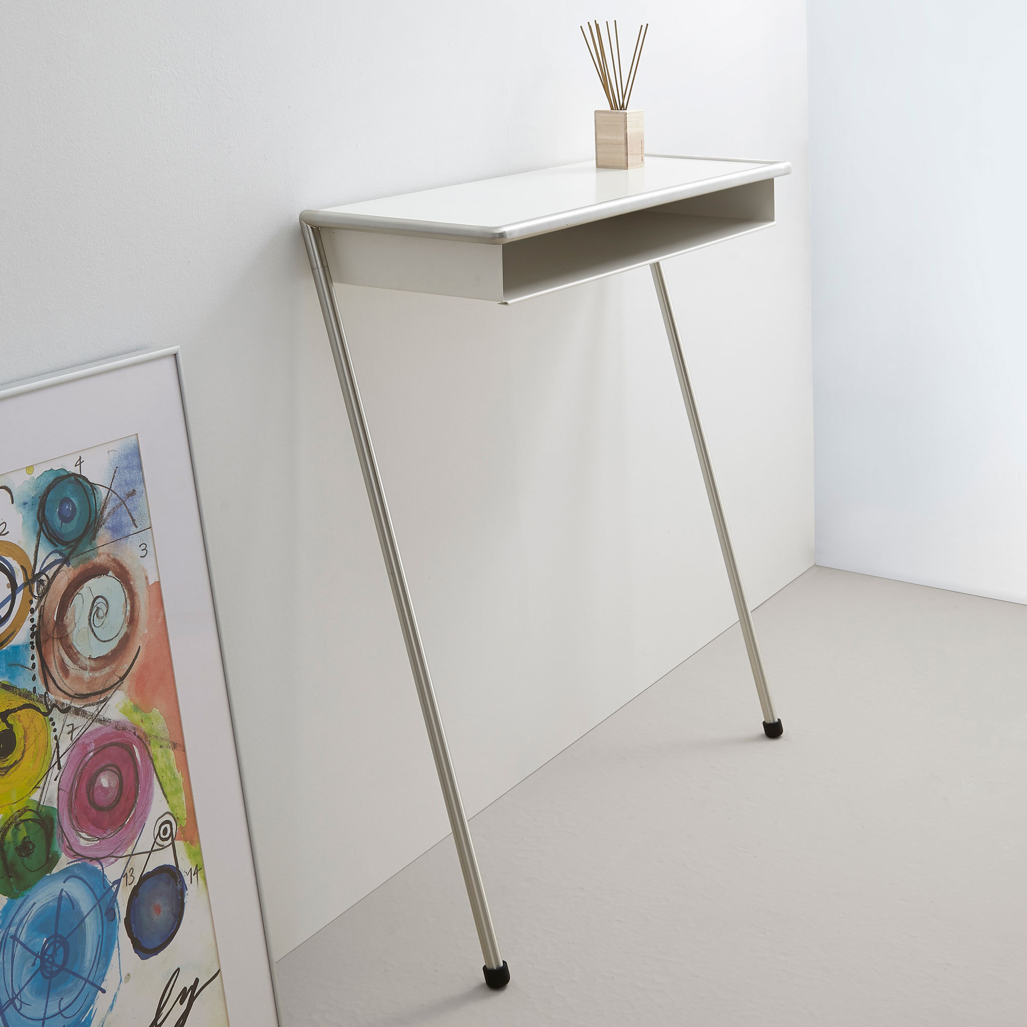 Lola Console penchée Mox cadre chromé brillant blanc
