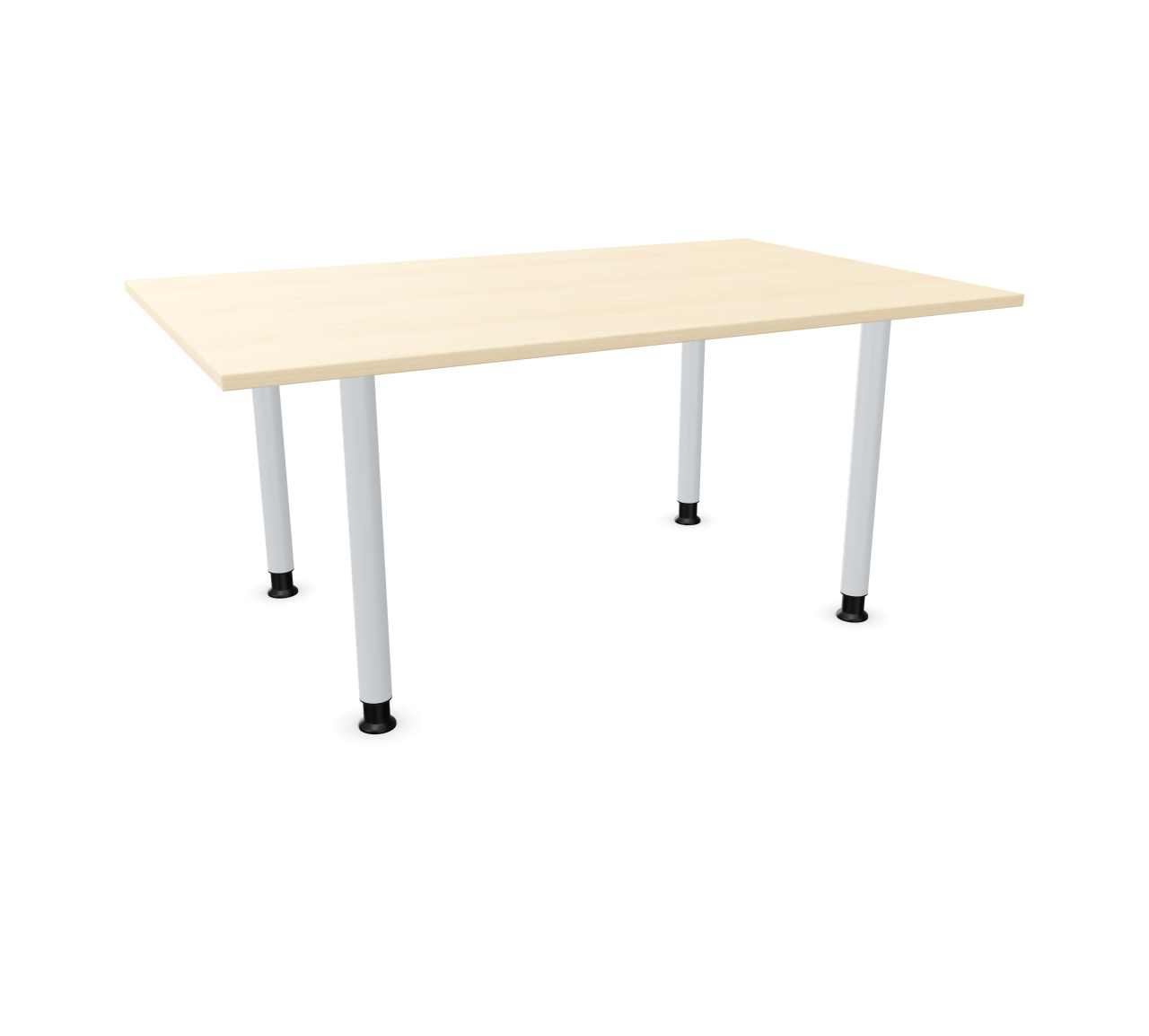 Sympas Besprechungstisch von Assmann: Rechteckiger Konferenztisch mit heller Tischplatte und weißen Beinen. Büromöbel für Besprechungen.