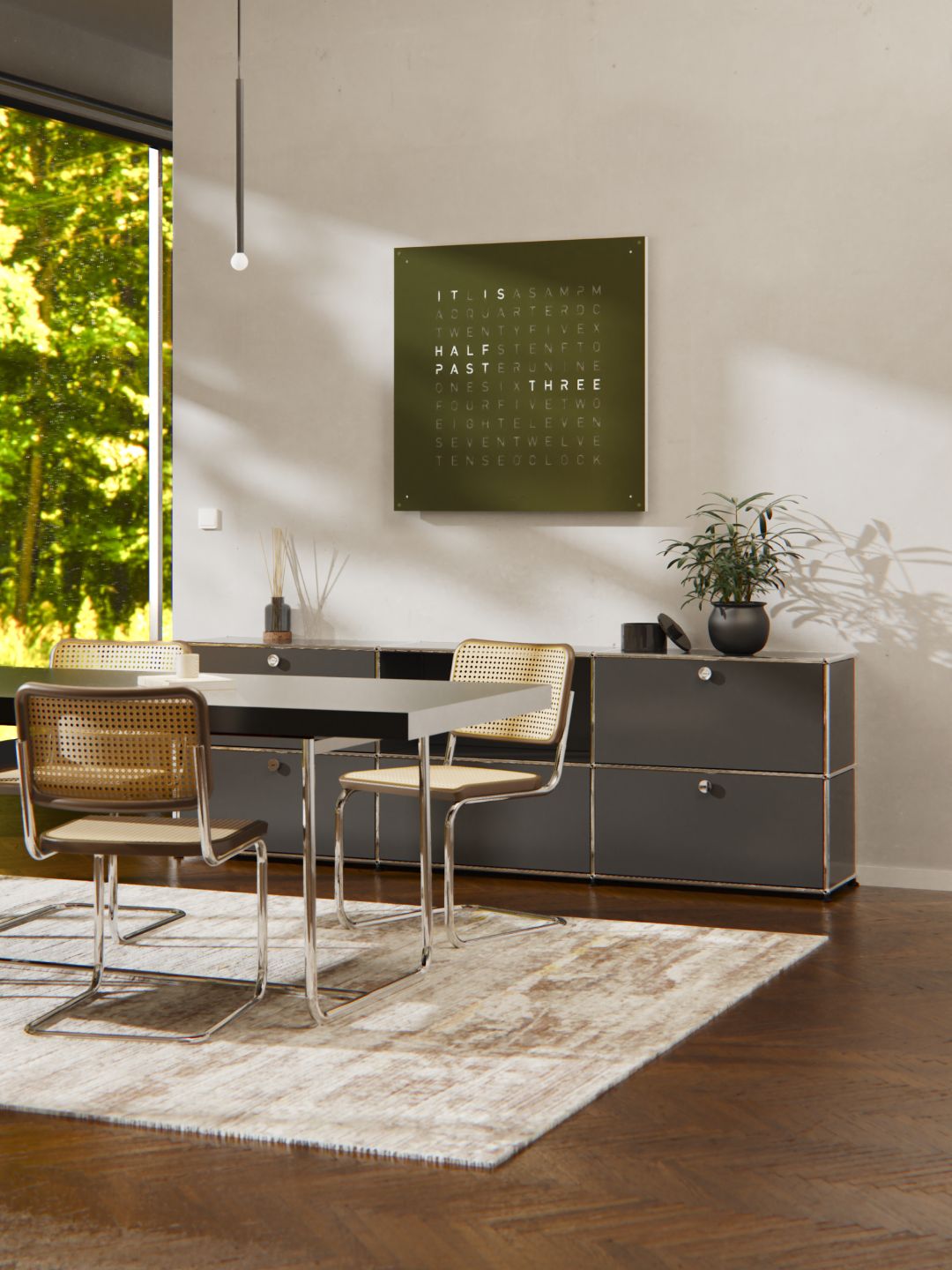 Earth 90 Steel Series Horloge murale / Objet temporel Allemande QLOCKTWO