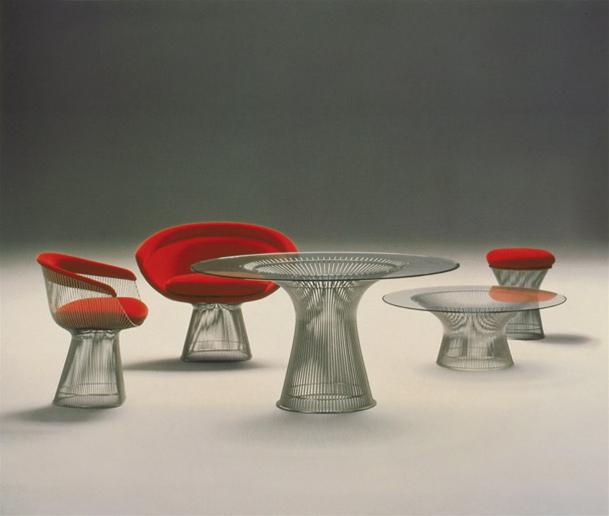 Platner Table basse cristal / nickel poli Knoll International - BOURSE RAPIDE