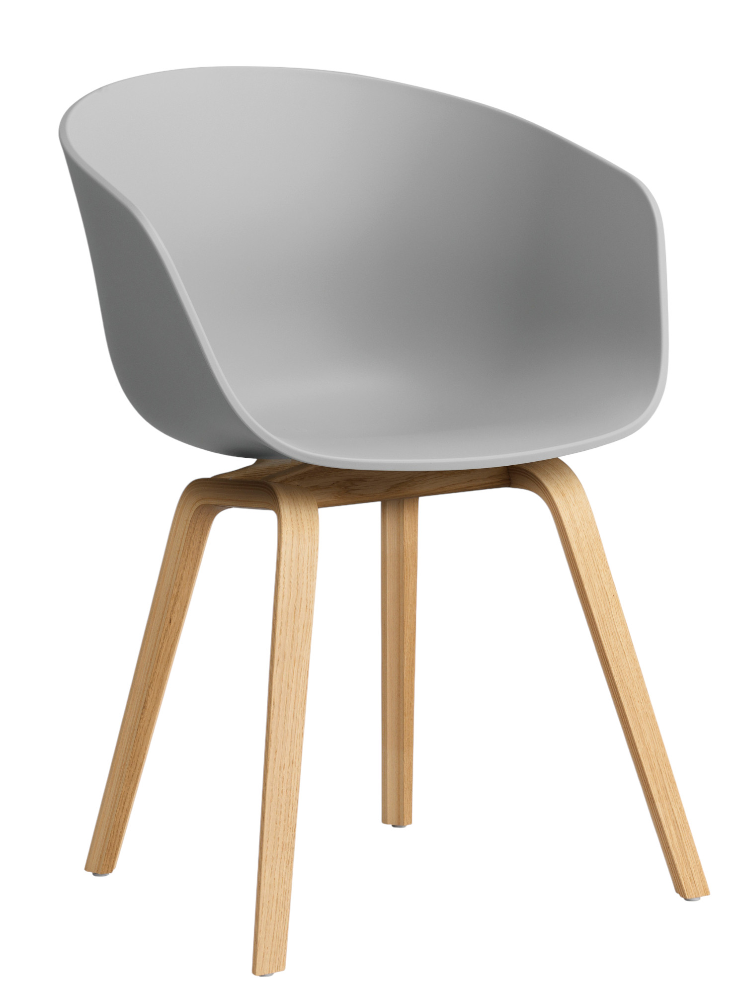 About A Chair AAC22 / AAC 22 chaise Combinaisons préférées Hay Chêne vernis à l'eau / Concrete grey 2.0 About A Chair AAC22 Stuhl in Betongrau mit Eichenholzbeinen, moderner Designstuhl für Esszimmer.