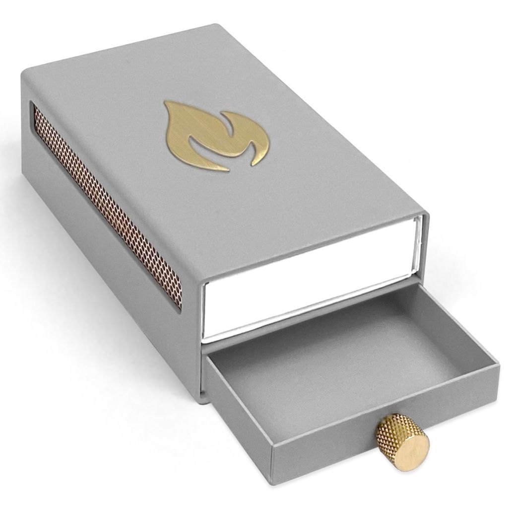 Housse design pour boîte d'allumettes Gris / Or Nordic Flame OFFRE SPECIALE